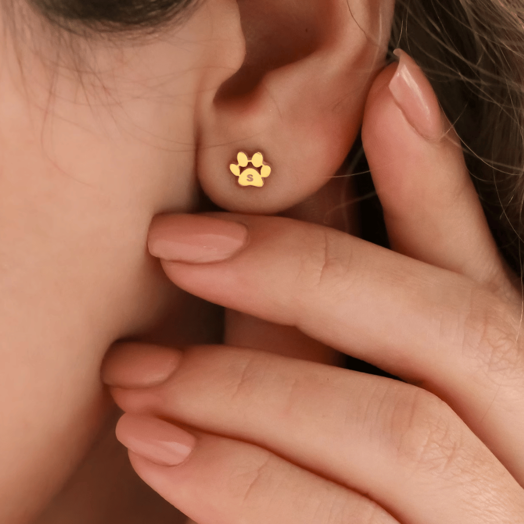 Personalized Paw Print Name Earrings (Pair)