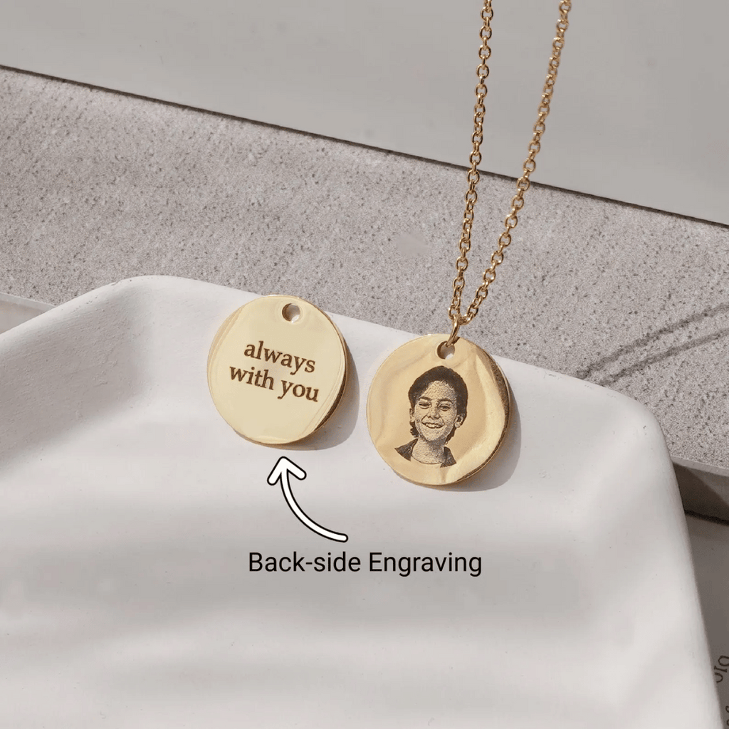 Custom Engraved Photo Necklace – With Personal Message on Back