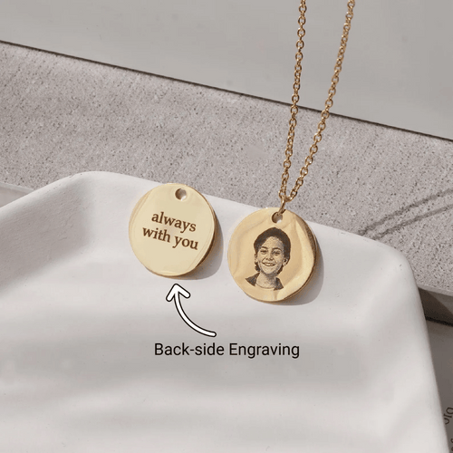 Custom Engraved Photo Necklace – With Personal Message on Back