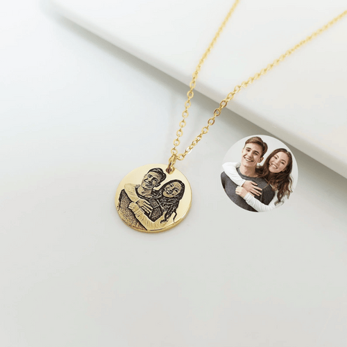 Custom Engraved Photo Necklace – With Personal Message on Back