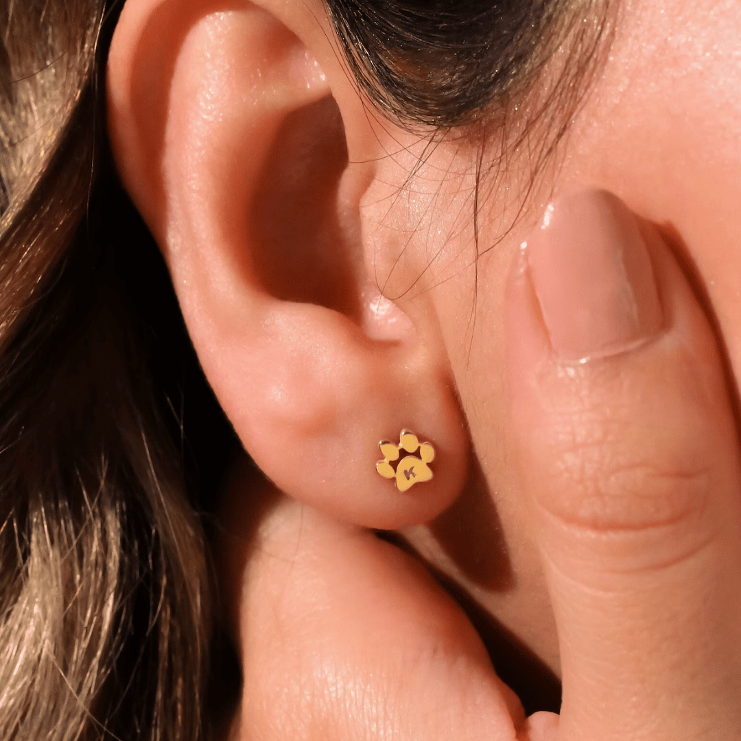Personalized Cute Paw Print Unisex Stud Earrings (Pair)