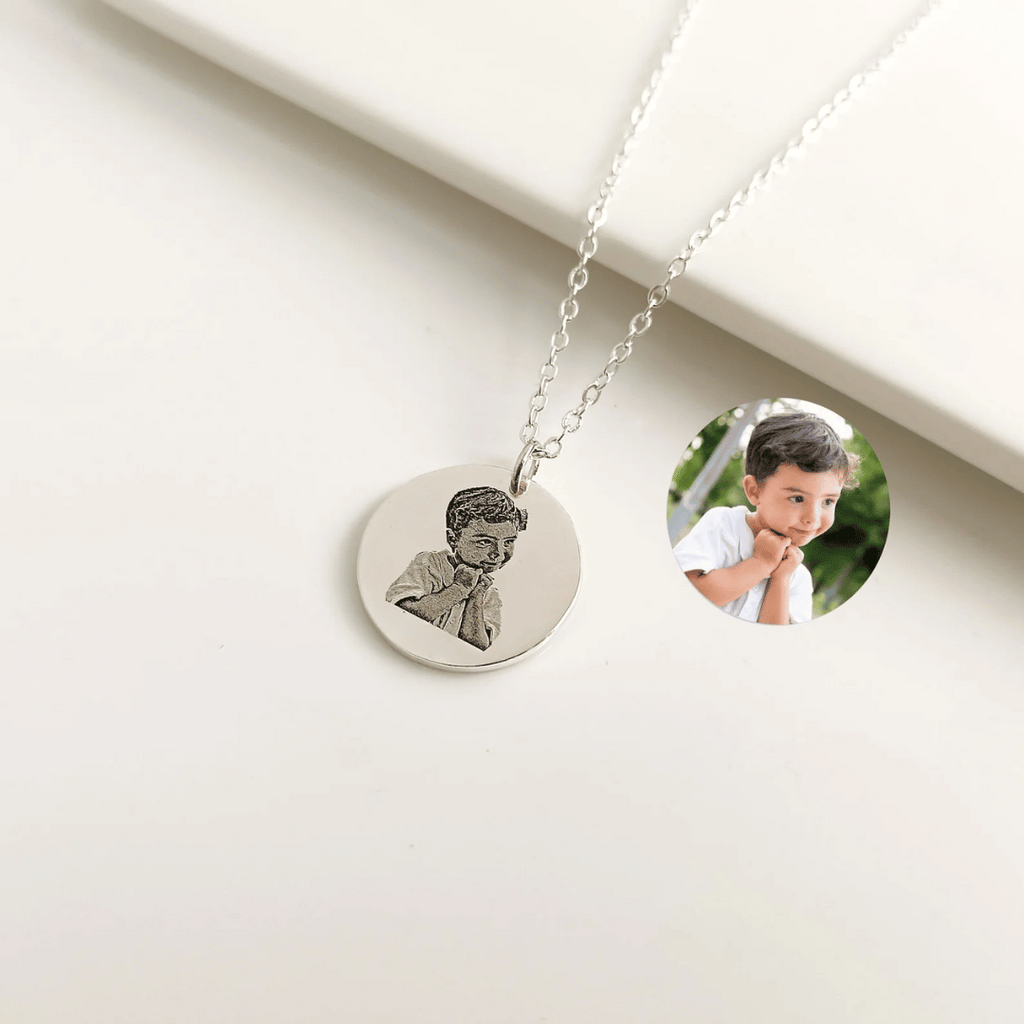 Custom Engraved Photo Necklace – With Personal Message on Back