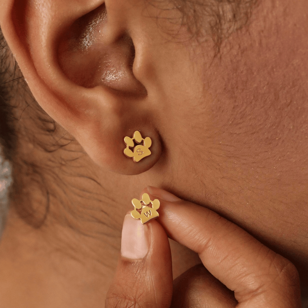 Personalized Paw Print Name Earrings (Pair)
