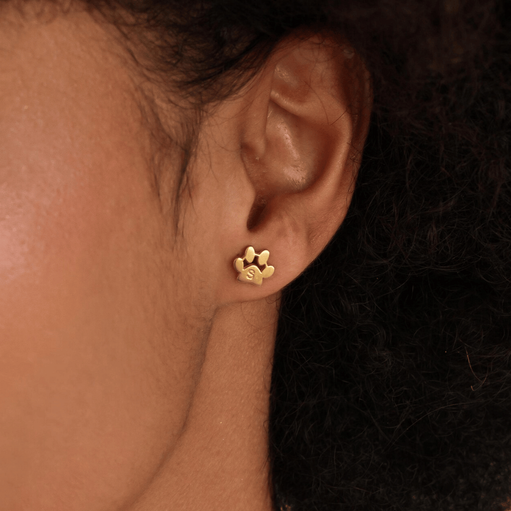 Personalized Paw Print Name Earrings (Pair)