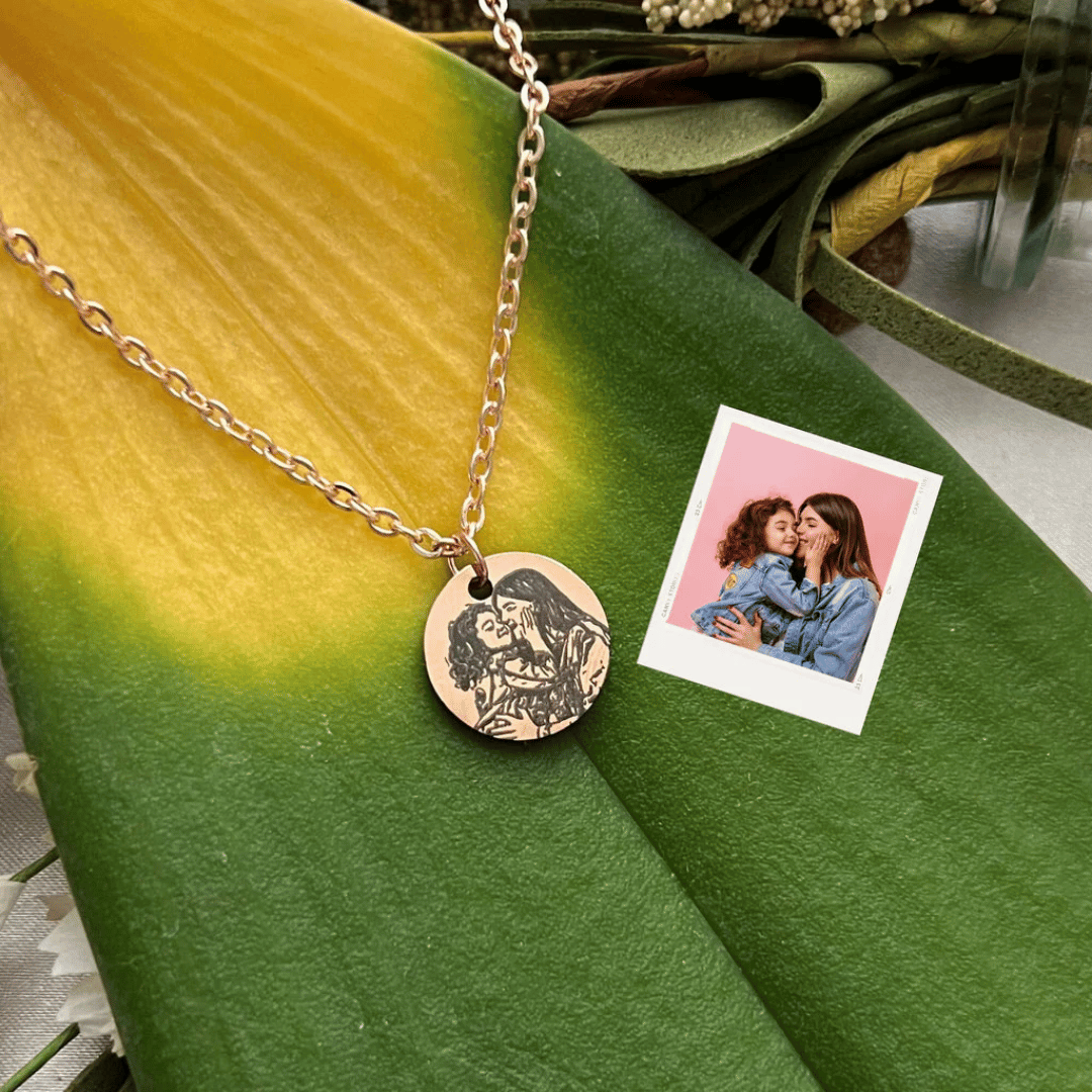 Custom Engraved Photo Necklace – With Personal Message on Back