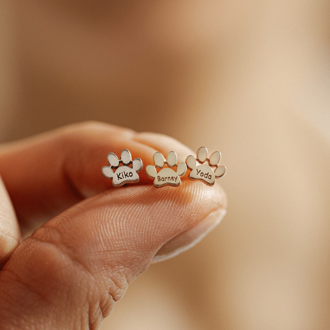 Personalized Paw Print Name Earrings (Pair)